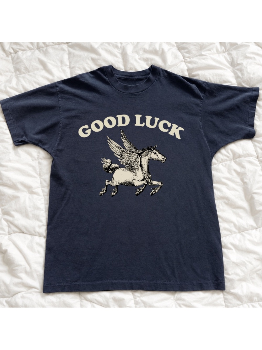 Gildan Black 'Good Luck' Pegasus Graphic Tee, Vintage Style